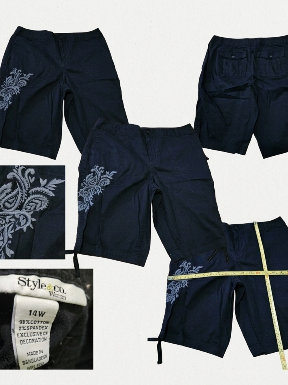 Style & Co. Navy Blue Women’s Cargo Shorts with Embroidered Detail